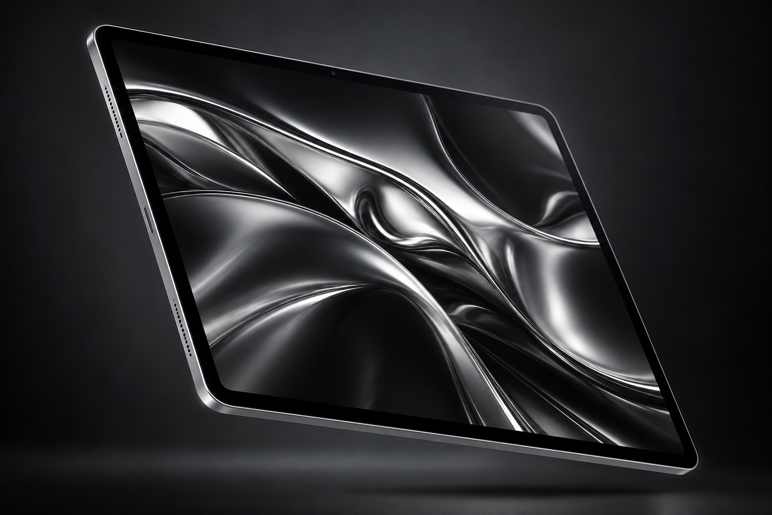 Unbranded aluminum tablet with a liquid chrome screen